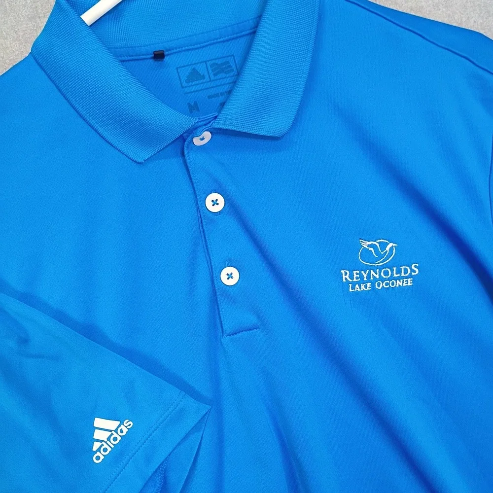 Reynolds Lake Oconee Adidas Golf Polo Mens Medium Blue Performance Shirt Georgia